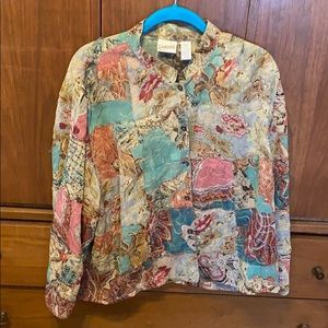 Multicolored buttoned down long sleeve blouse